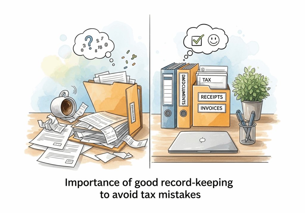 Importance of good record-keeping to avoid tax mistakes.